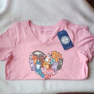 Life Is Good Pink Crusher-Lite Cat Heart Tee NWT Size Med